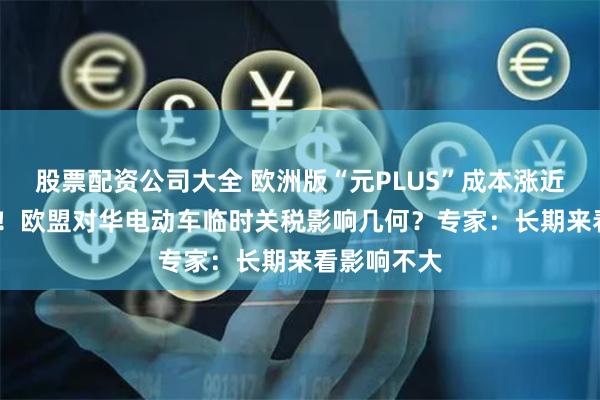 股票配资公司大全 欧洲版“元PLUS”成本涨近8000欧元！欧盟对华电动车临时关税影响几何？专家：长期来看影响不大